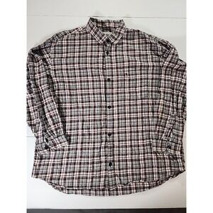 Carhartt Mens 2XL Long Sleeve Red Plaid Flannel Button Up Heavyweight Shirt